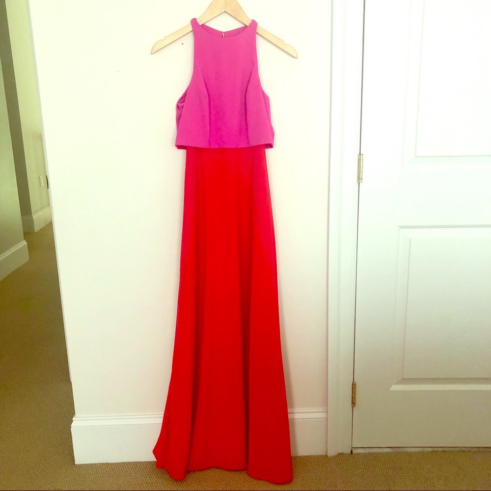 Red & Pink Full-Length Dress